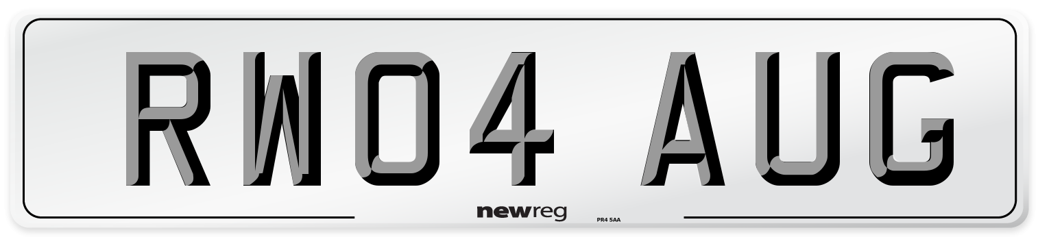 RW04 AUG Number Plate from New Reg
